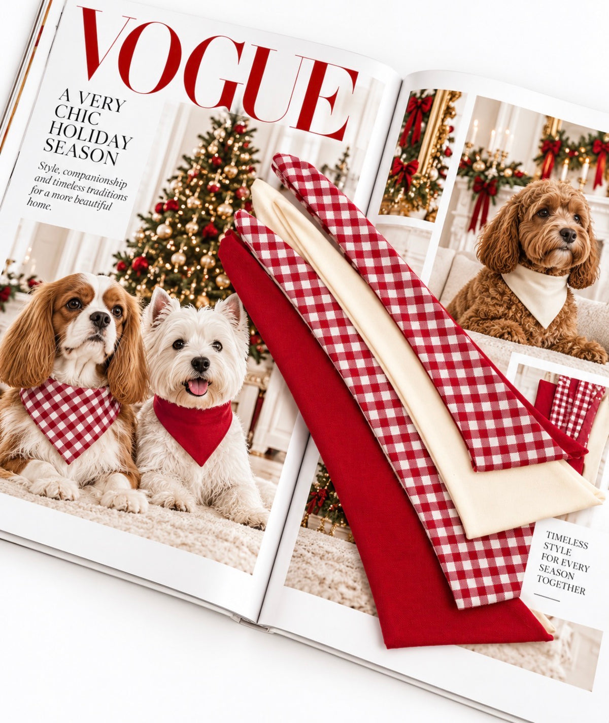 The Christmas Gingham Collection | Reversible Dog Bandanna