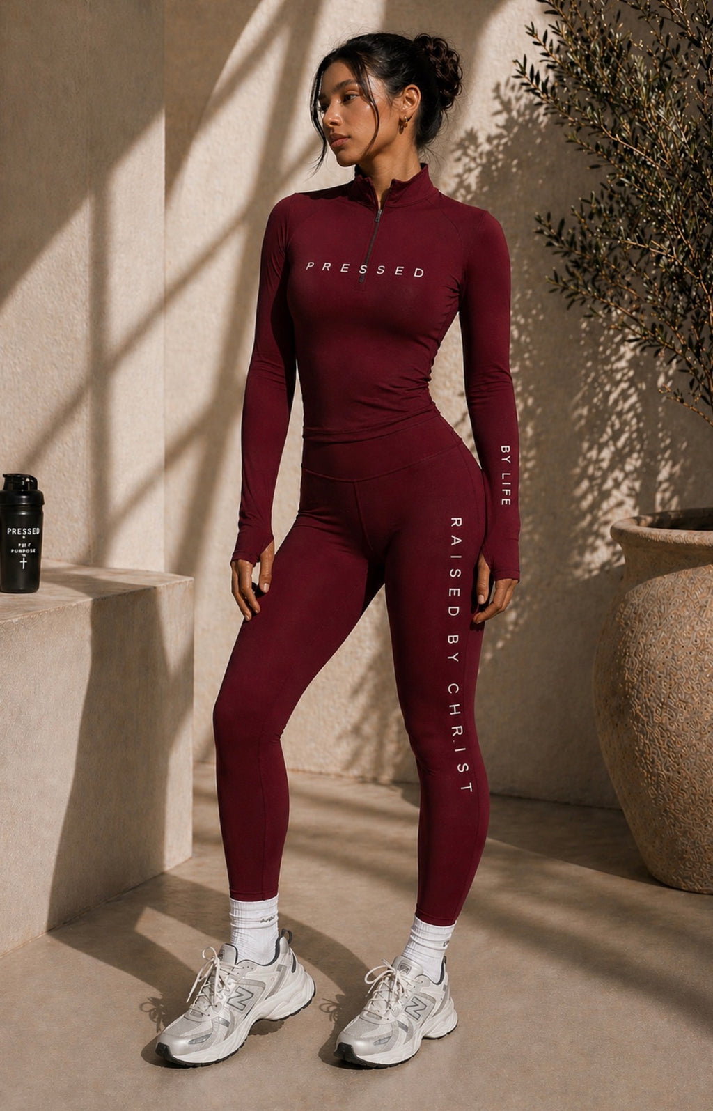 Pressed Performance Set – Burgundy | Faith-Based Activewear