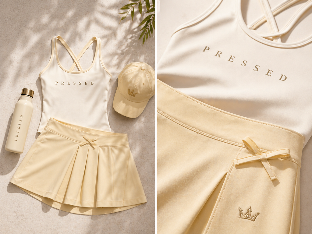 Praise Court Set – Luxury Women’s Faith-Based Golf & Activewear (Buttercream Edition)