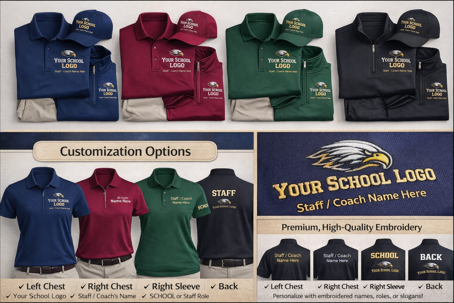 School Custom Polos — Staff & Coaches