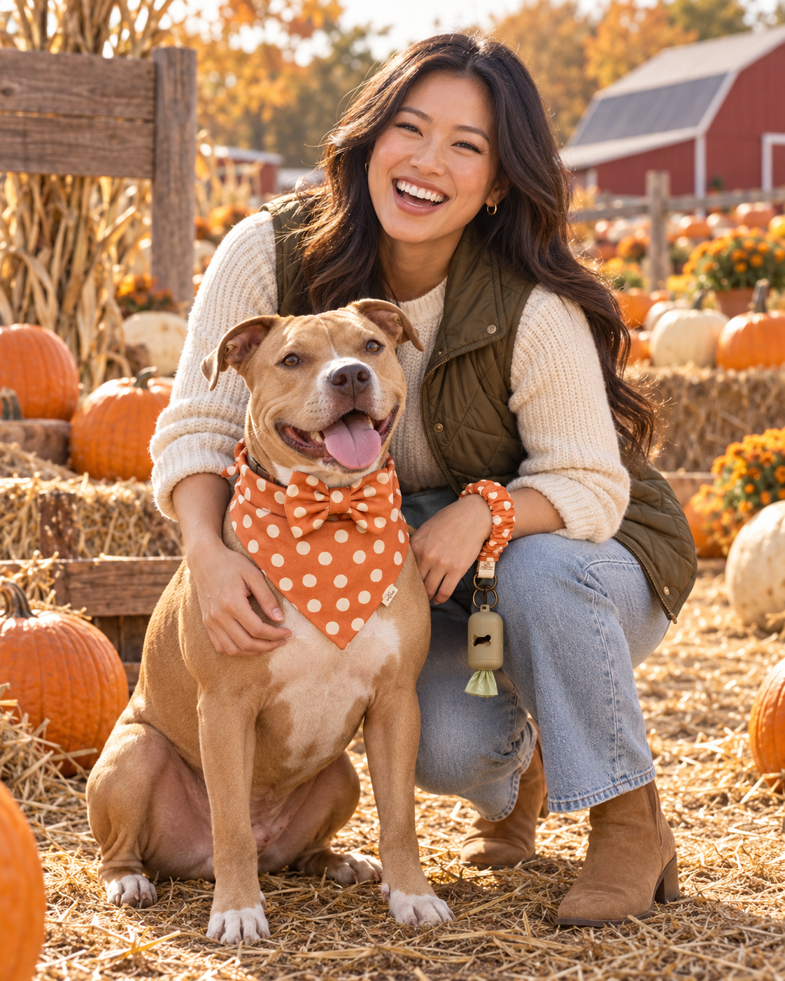 Autumn Grace Scrunchie Dog Bandanna set