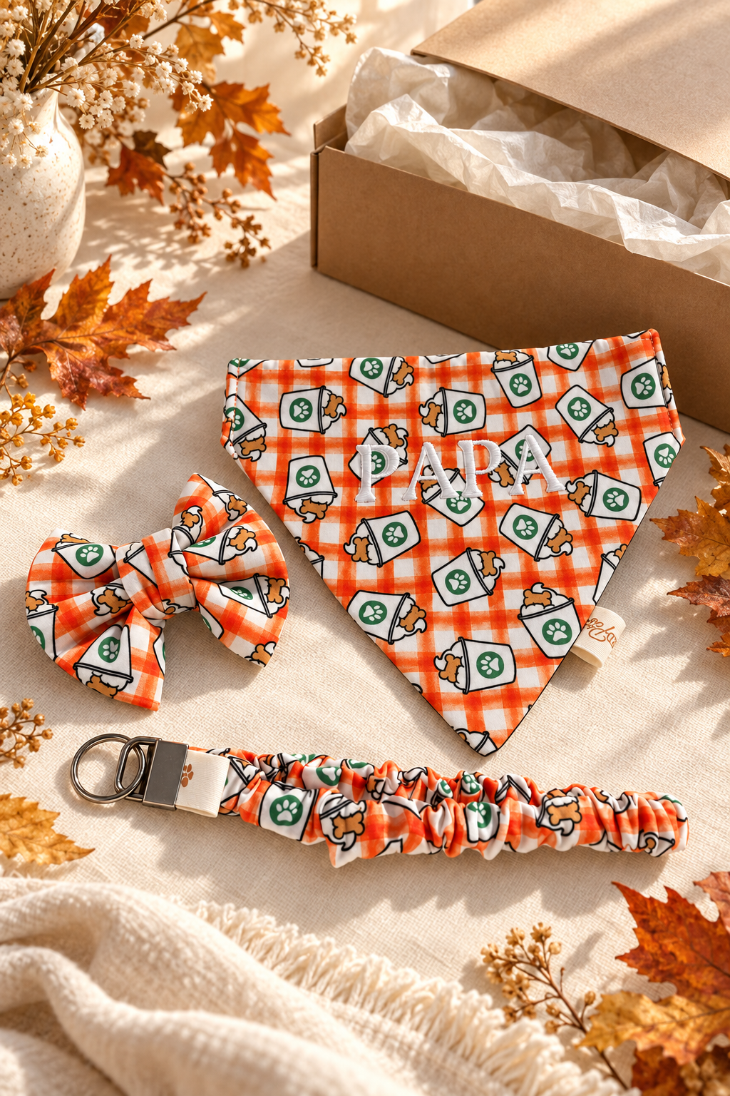 Personalized Fall Dog Bandanna Matching Set