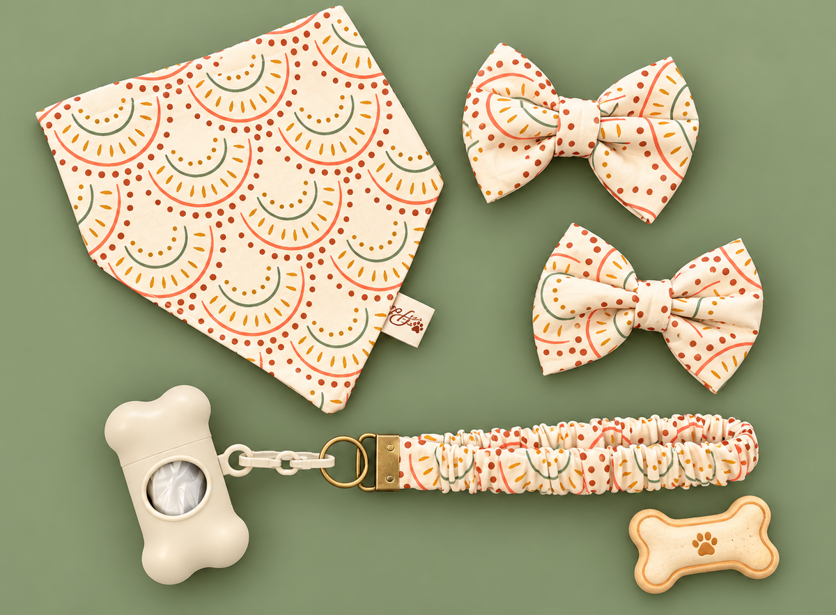 The Clementine Collection | Handmade Dog Bandanna & Matching Accessories set