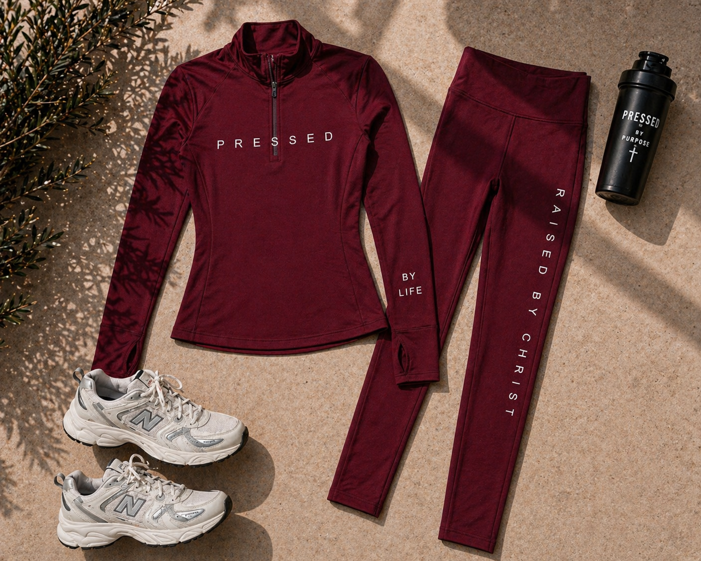 Pressed Performance Set – Burgundy | Faith-Based Activewear